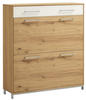 SCHUHSCHRANK Eiche, Balkeneiche furniert, teilmassiv Eichefarben  - Edelstahlfarben/Eichefarben, Design, Glas/Holz (101/113/31cm)