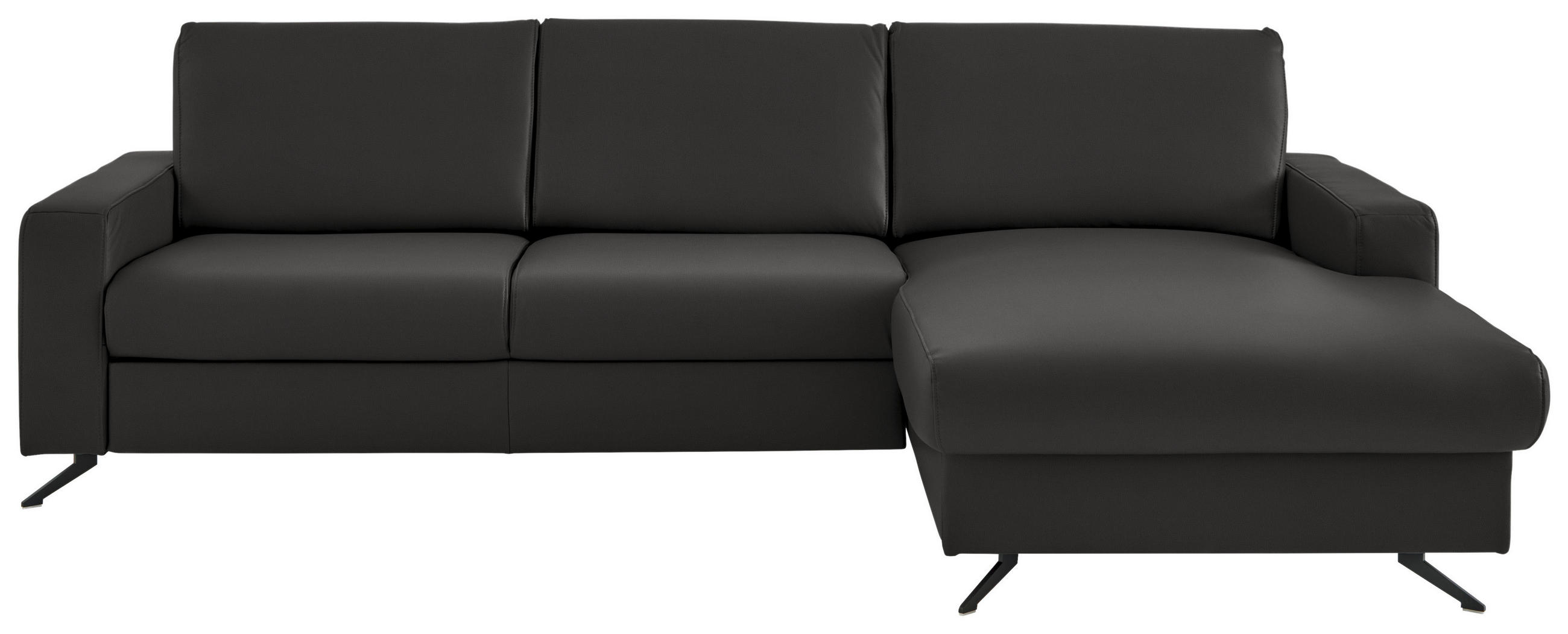 ECKSOFA in Echtleder Dunkelgrau  267/165 cm  - Dunkelgrau/Schwarz, Design, Leder/Metall (267/165cm) - Lomoco