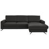 ECKSOFA in Echtleder Dunkelgrau  - Dunkelgrau/Schwarz, Design, Leder/Metall (267/165cm) - Lomoco