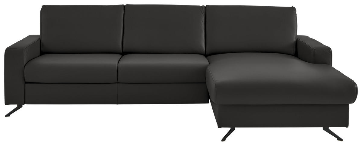ECKSOFA in Echtleder Dunkelgrau  267/165 cm  - Dunkelgrau/Schwarz, Design, Leder/Metall (267/165cm) - Lomoco