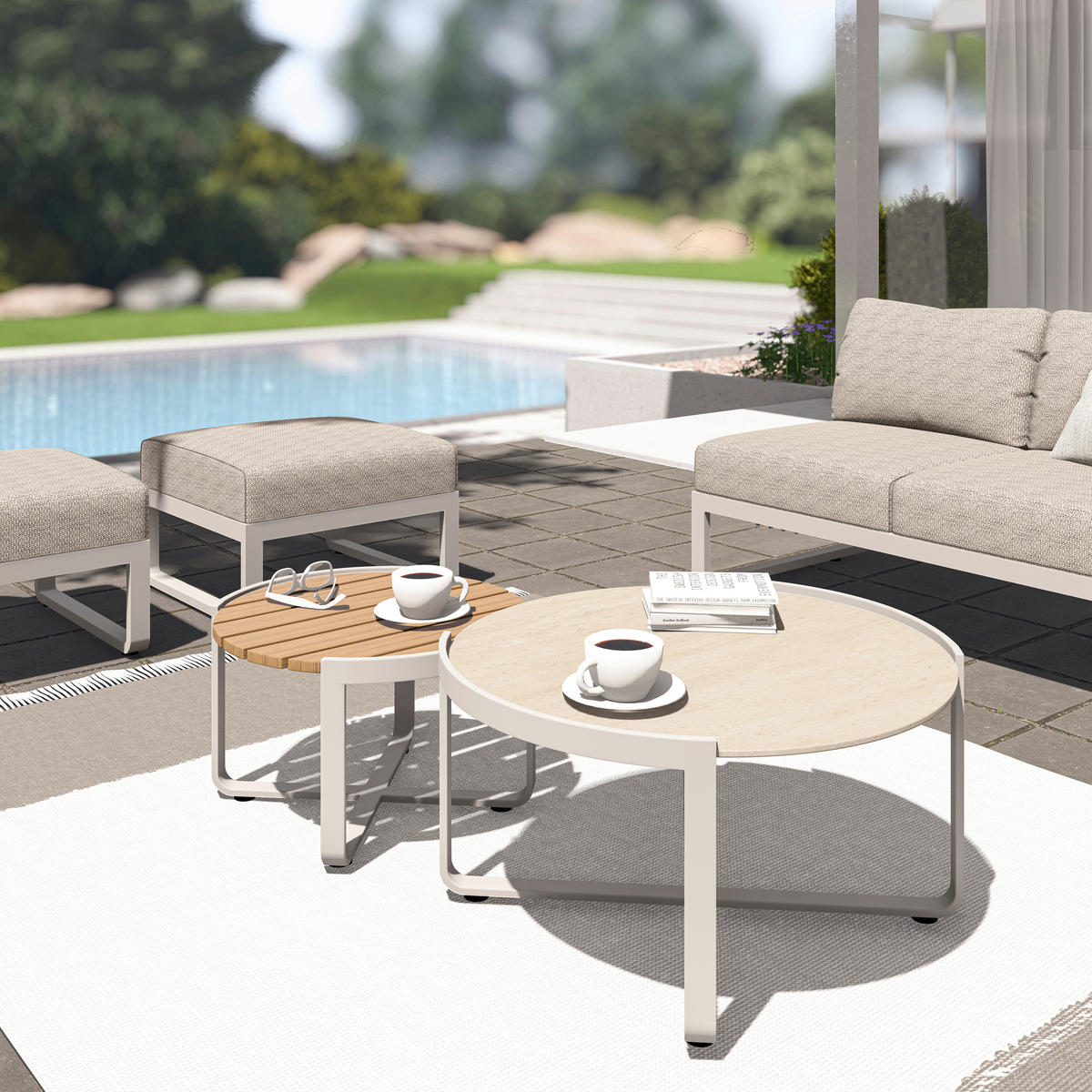 LOUNGESOFA 207/82/70 cm Aluminium  - Sandfarben/Mokka, Design, Textil/Metall (207/82/70cm) - Zebra 