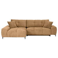 ECKSOFA Cognac Flachgewebe  - Cognac/Schwarz, KONVENTIONELL, Textil/Metall (180/295cm) - Carryhome