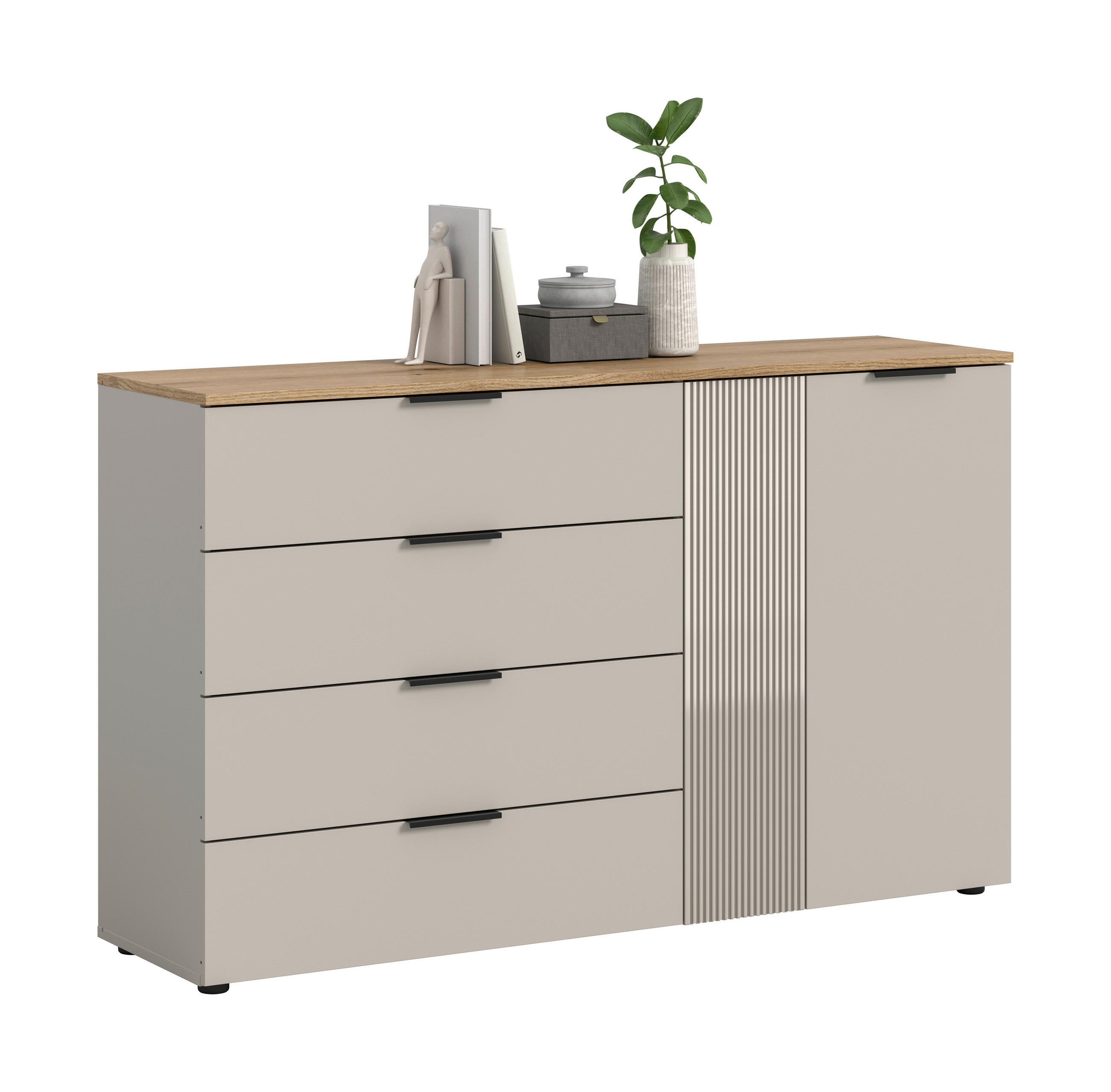 SIDEBOARD  140/86/38 cm 4 låda(or)  - svart/kashmir, Design, trämaterial/plast (140/86/38cm) - MID.YOU