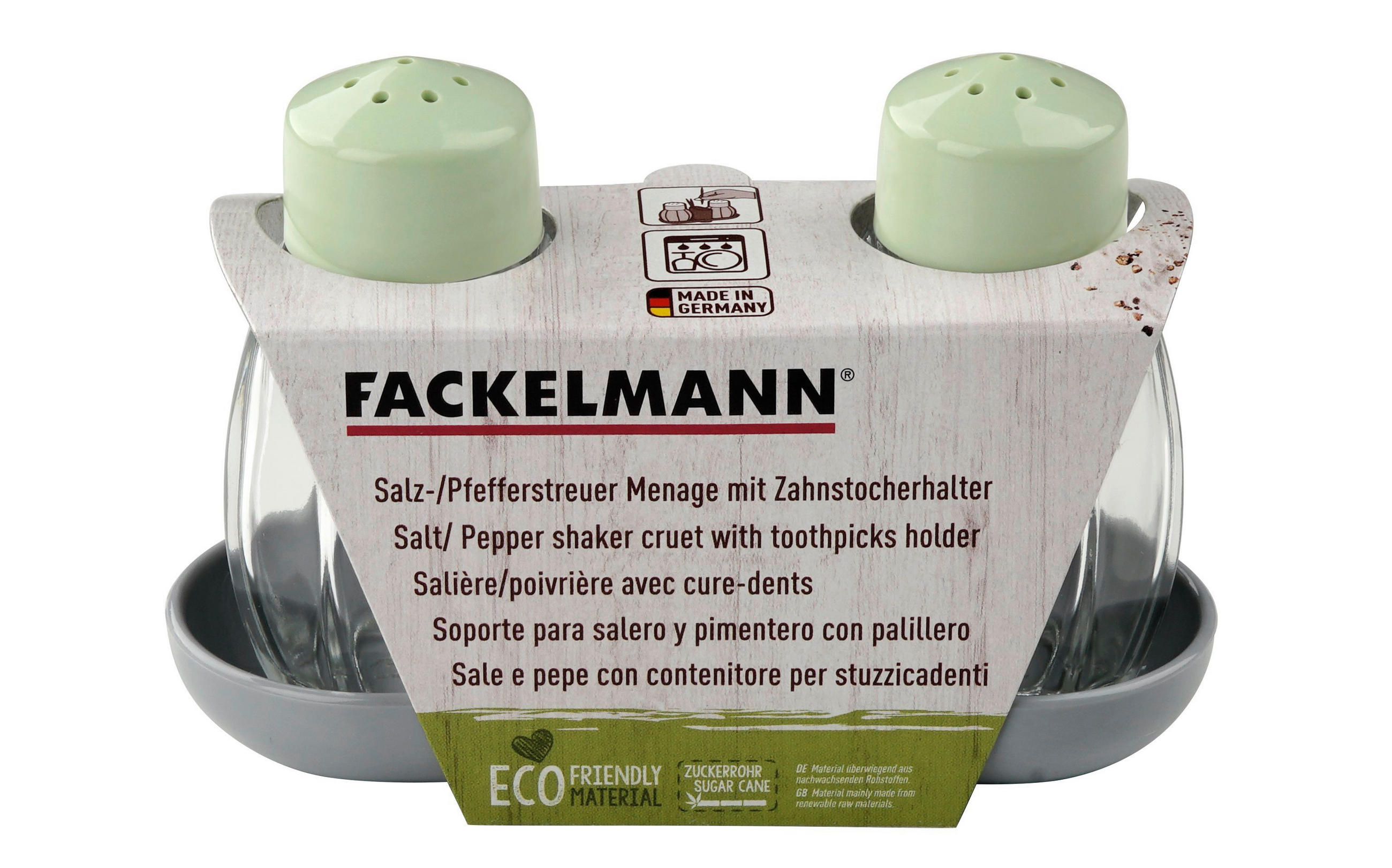 MENAGE-SET - Grau/Mintgrün, Basics, Glas/Kunststoff (4,5/8/11,5cm) - Fackelmann