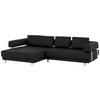 ECKSOFA in Echtleder Schwarz  - Schwarz, Design, Leder/Metall (188/307cm)