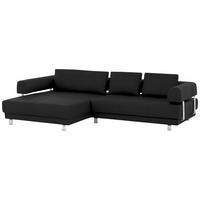 ECKSOFA in Echtleder Schwarz  - Schwarz, Design, Leder/Metall (188/307cm)