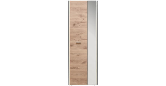 GARDEROBENSCHRANK  in 66/192/37 cm  - Eichefarben/Schwarz, Design, Holzwerkstoff/Kunststoff (66/192/37cm) - Hom`in