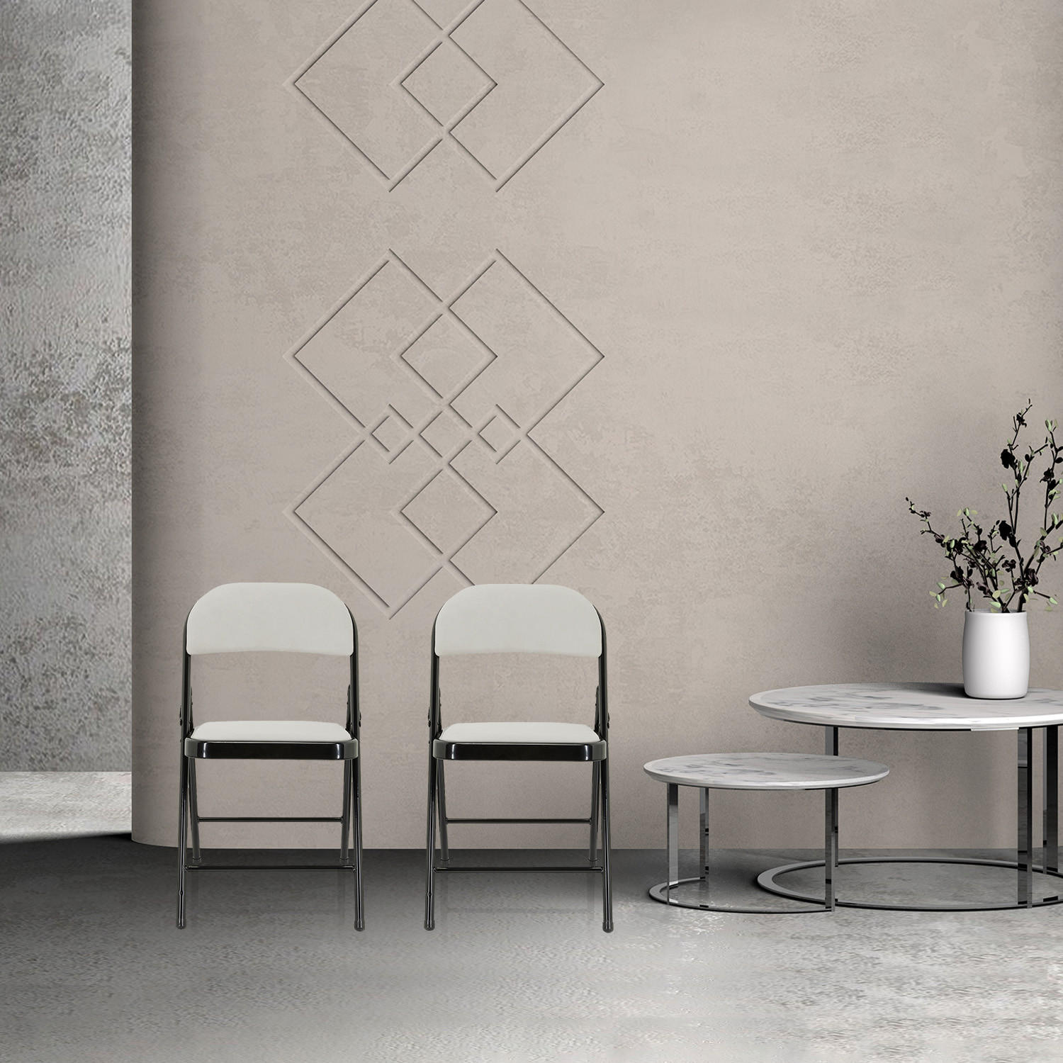 FÄLLSTOL i metall, textil svart, vit  - vit/svart, Basics, metall/textil (44/80/49cm) - MID.YOU