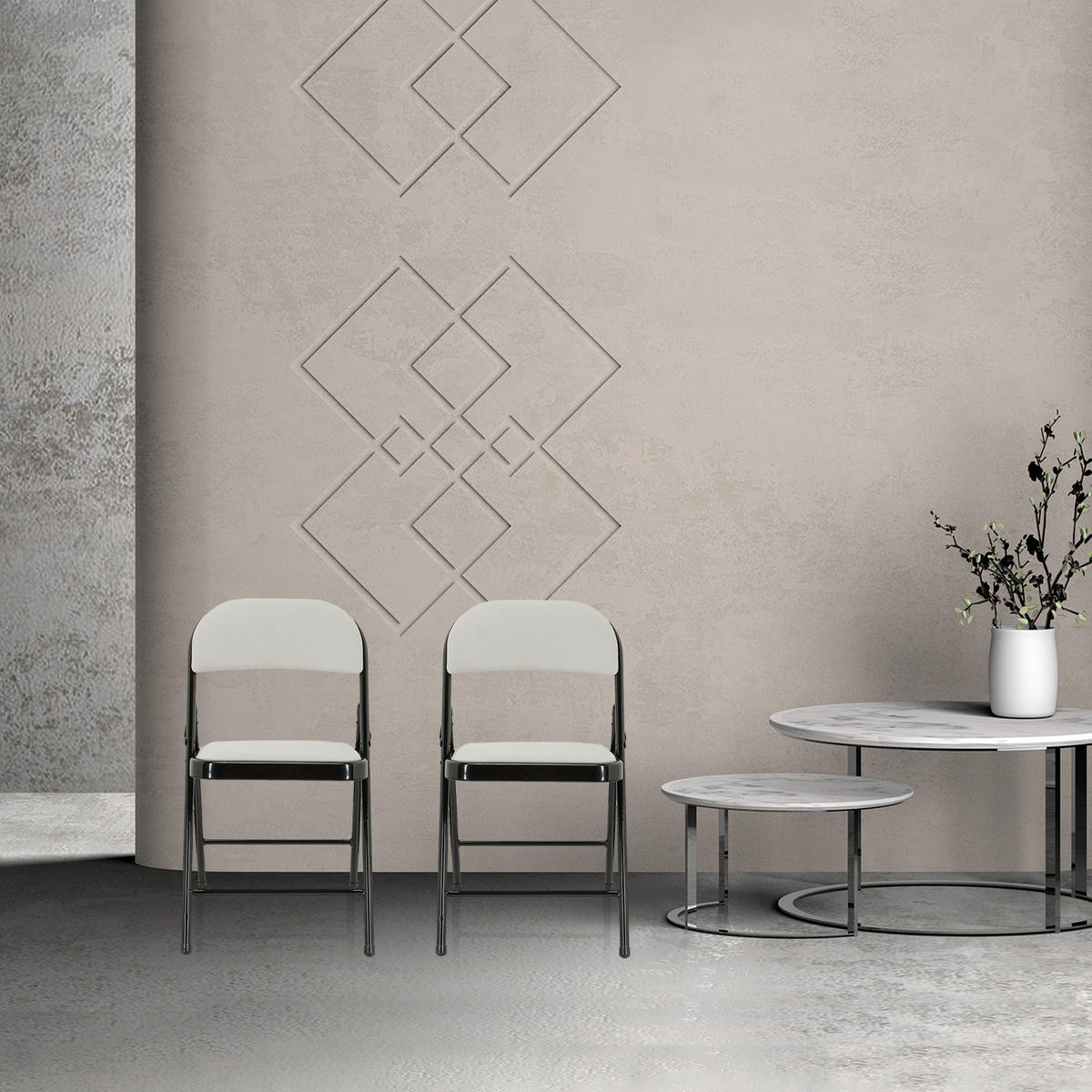 SKLÁDACÍ ŽIDLE, černá, bílá - bílá/černá, Basics, kov/textil (44/80/49cm) - MID.YOU