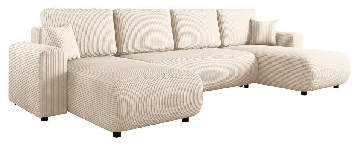 WOHNLANDSCHAFT  in Cord Creme  - Creme/Schwarz, KONVENTIONELL, Textil (152/318/152cm) - Xora