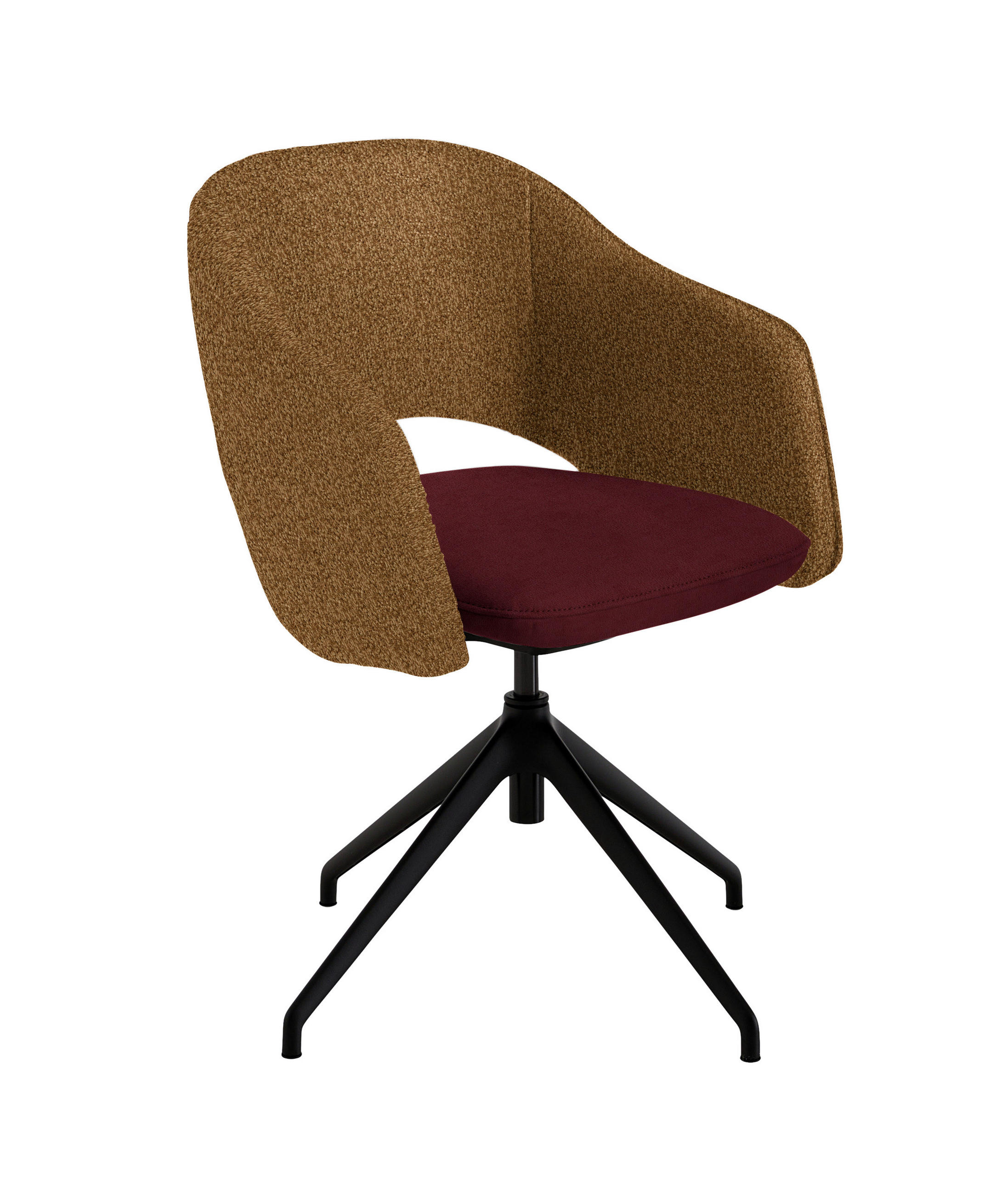 ARMLEHNSTUHL  Stoffauswahl, Wippfunktion, Sitzfläche 360° drehbar, gepolsterte Armlehnen Flachgewebe  - Weinrot/Schwarz, Design, Textil/Metall (63/74-90/57-73cm) - Koinor