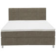 BOXSPRINGBETT 180/200 cm  in Hellbraun  - Chromfarben/Hellbraun, KONVENTIONELL, Kunststoff/Textil (180/200cm) - Voleo