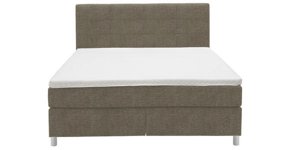 BOXSPRINGBETT 160/200 cm  in Hellbraun  - Chromfarben/Hellbraun, KONVENTIONELL, Kunststoff/Textil (160/200cm) - Voleo