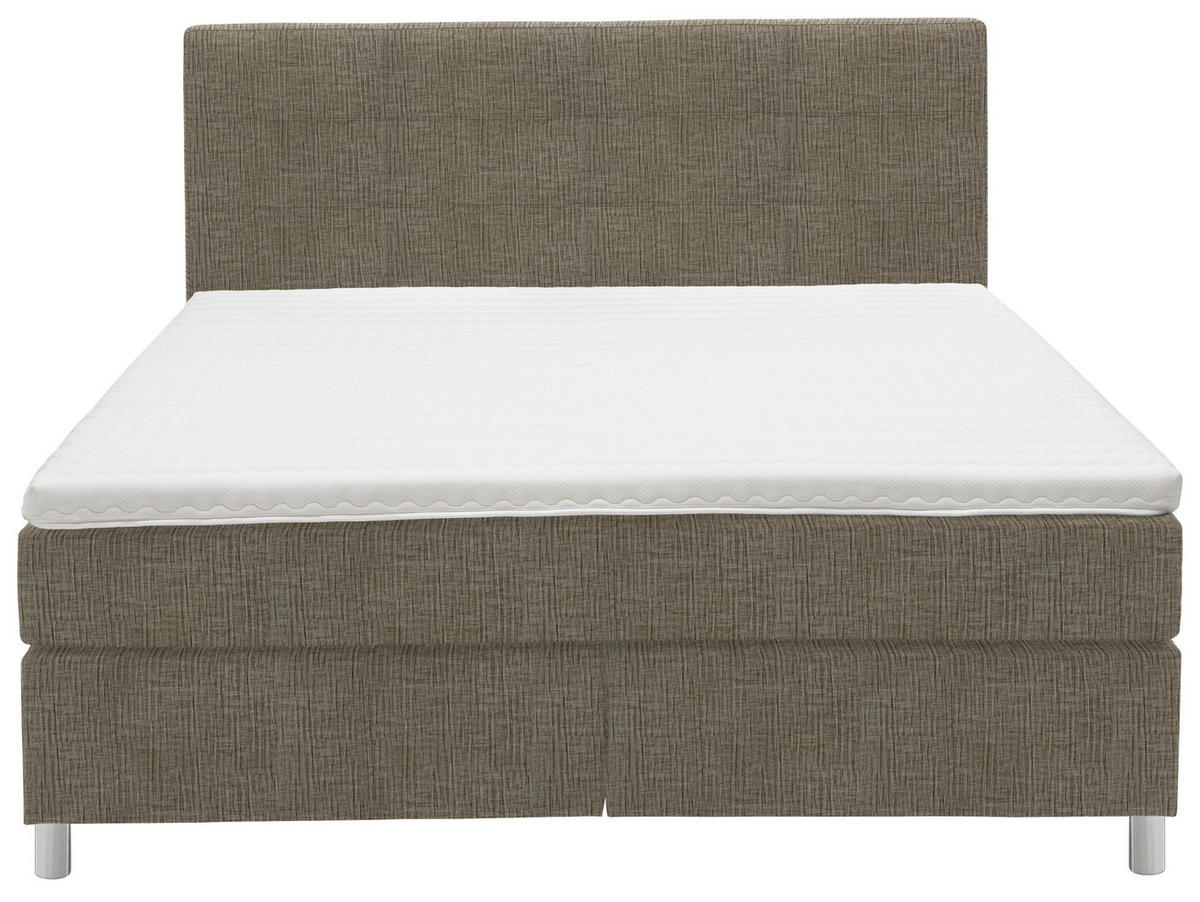 BOXSPRINGBETT 200/200 cm  in Hellbraun  - Chromfarben/Hellbraun, Konventionell, Kunststoff/Textil (200/200cm) - Voleo
