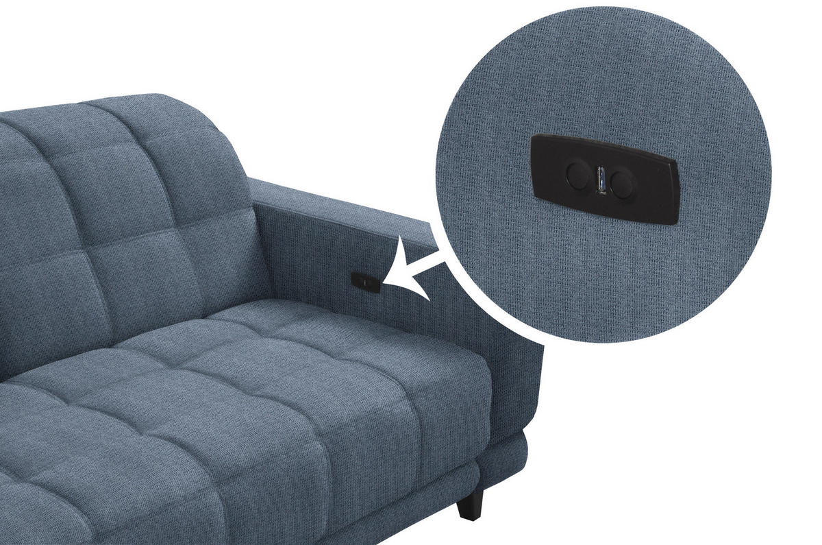 ECKSOFA in Webstoff Blau  - Blau/Schwarz, Design, Textil/Metall (216/302cm) - Xora