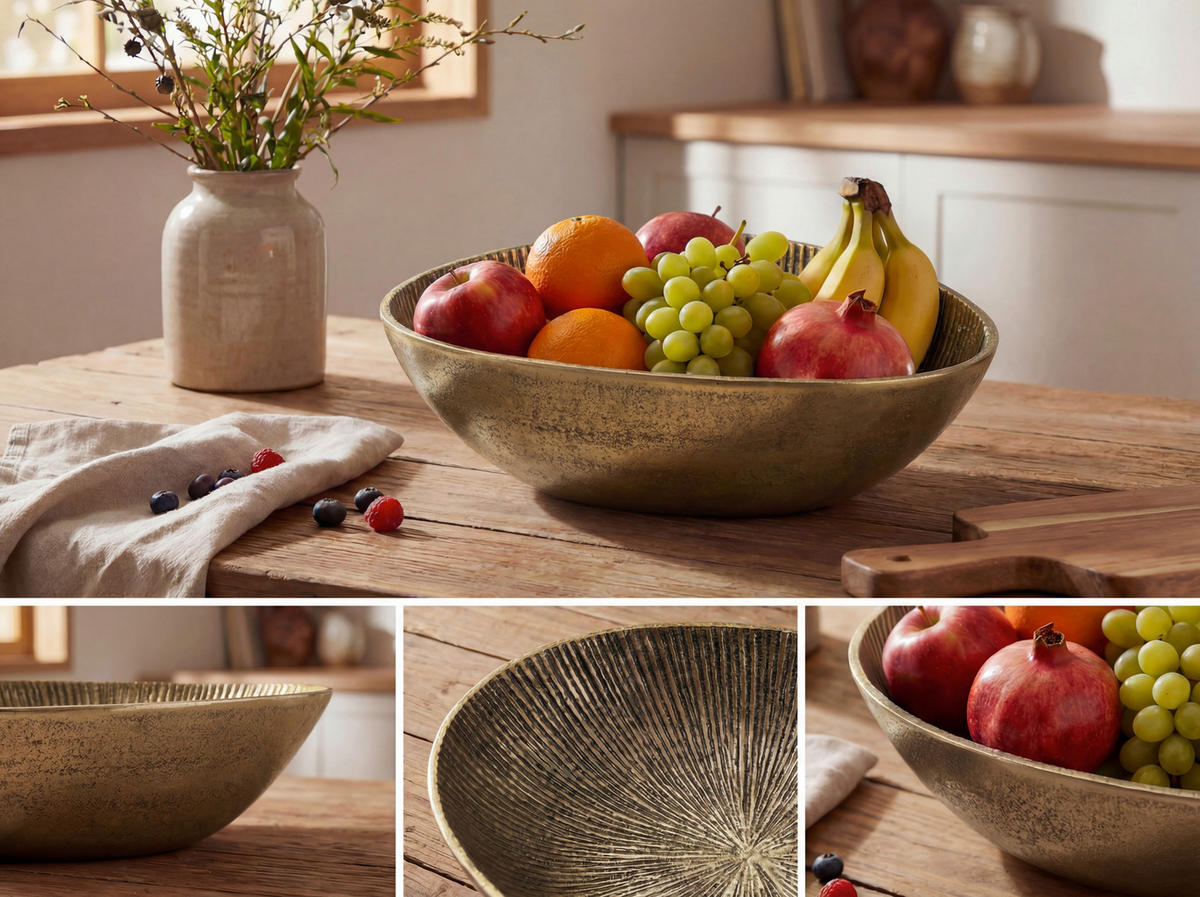 OBSTSCHALE  - Goldfarben, Design, Metall (30/10/24cm) - Livetastic