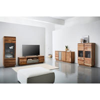 VITRINA, v celoti masivno akacija, indijski rožni les naravne barve - siva/naravne barve, Design, steklo/les (68/186/41cm) - Livetastic