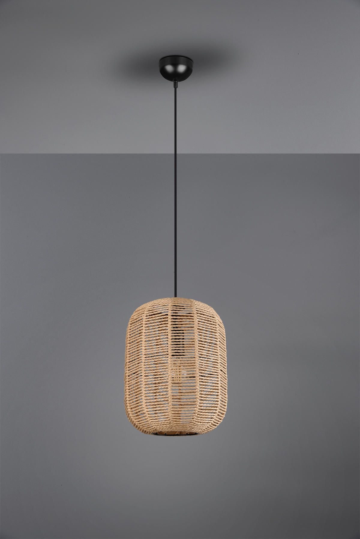 HÄNGELEUCHTE 25/150 cm    - Schwarz/Braun, Lifestyle, Naturmaterialien/Metall (25/150cm)