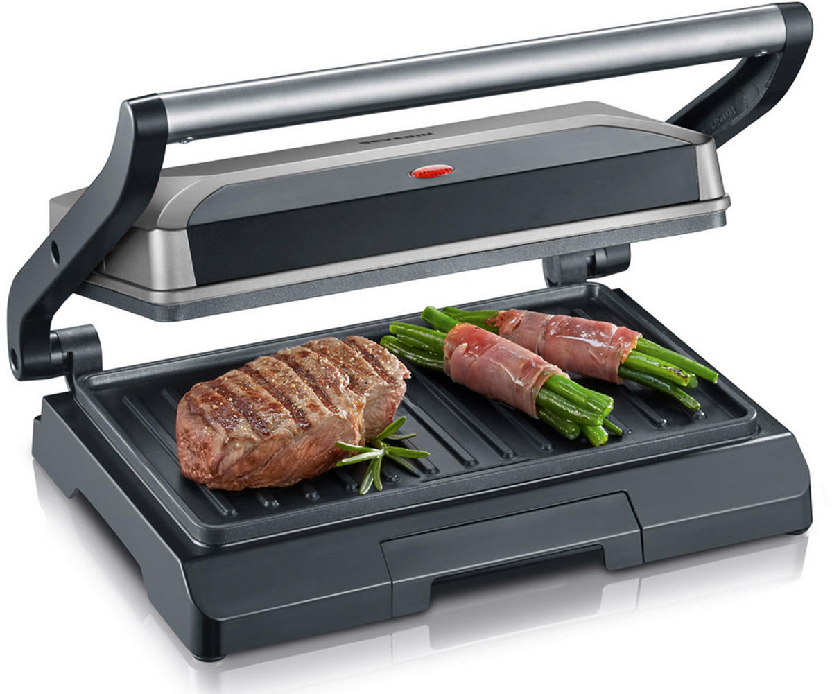 KONTAKTGRILL  - Silberfarben/Schwarz, Trend, Kunststoff/Metall (29,1/26/11,5cm) - Severin