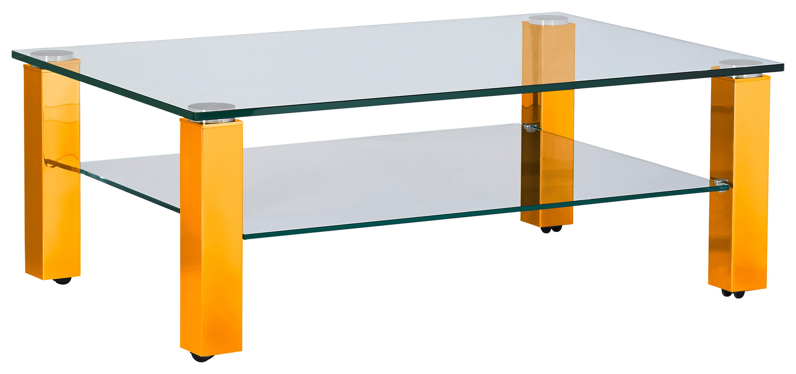 COUCHTISCH Kristallglas 110/70/42,5 cm rechteckig Gelb  - Gelb, Design, Glas/Kunststoff (110/70/42,5cm)