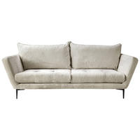 SOFA in Velours Creme  - Creme/Schwarz, Design, Textil/Metall (225/86/95cm) - MID.YOU