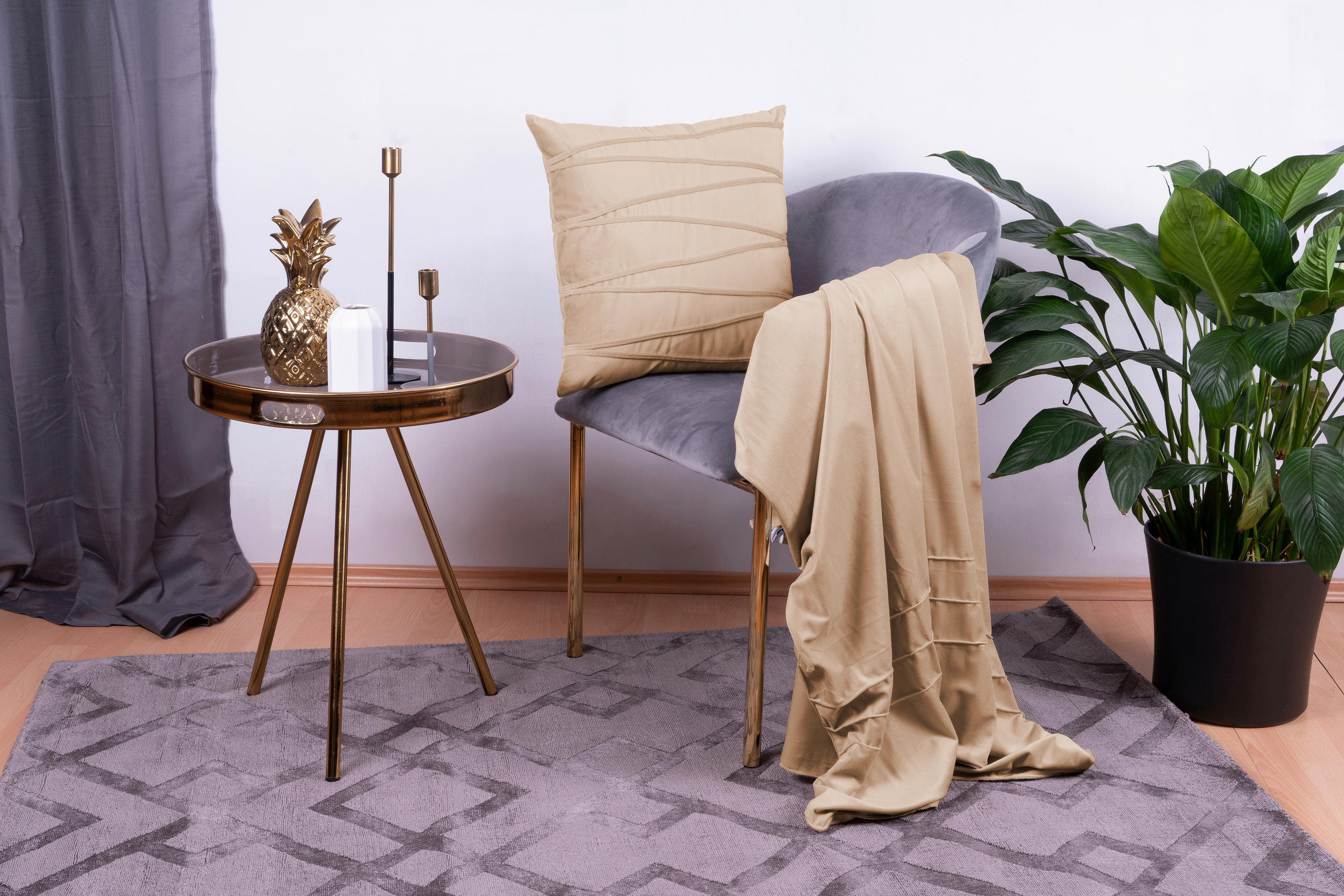 KUSCHELSET  - Champagner, KONVENTIONELL, Textil (130/170/17cm)