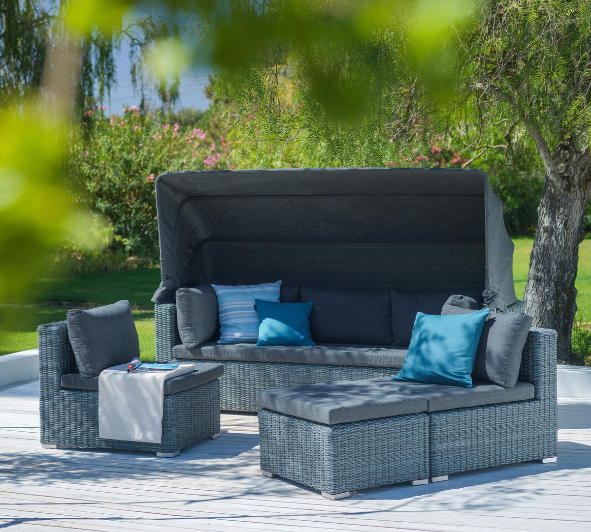 Mobilier Terasă Și Lounge   228/70/84 cm  - gri, Romantik / Landhaus, plastic/metal (228/70/84cm) - Ambia Garden