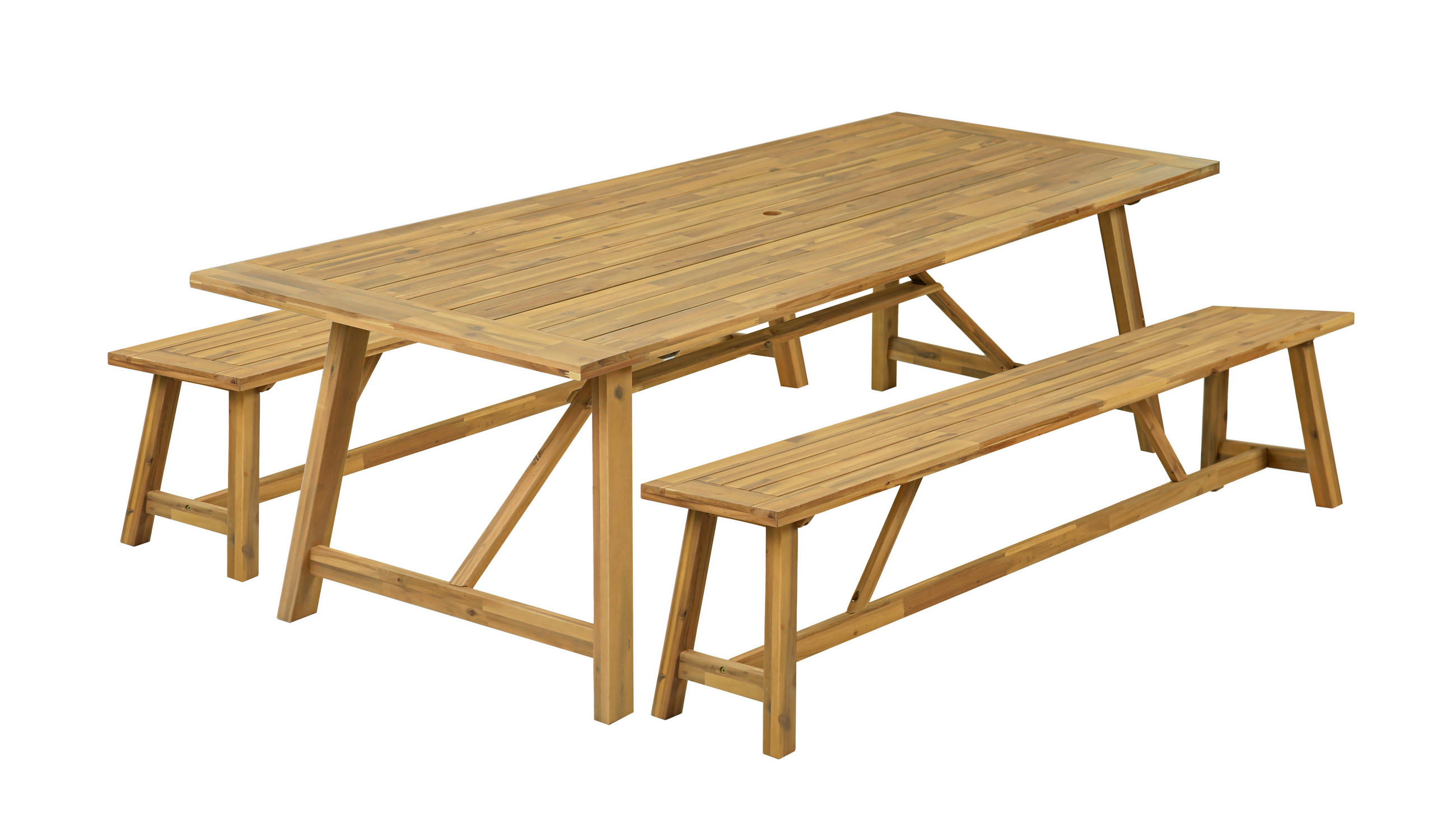 GARTENTISCHGRUPPE Akazie vollmassiv  - Braun/Akaziefarben, MODERN, Holz - Gardenson
