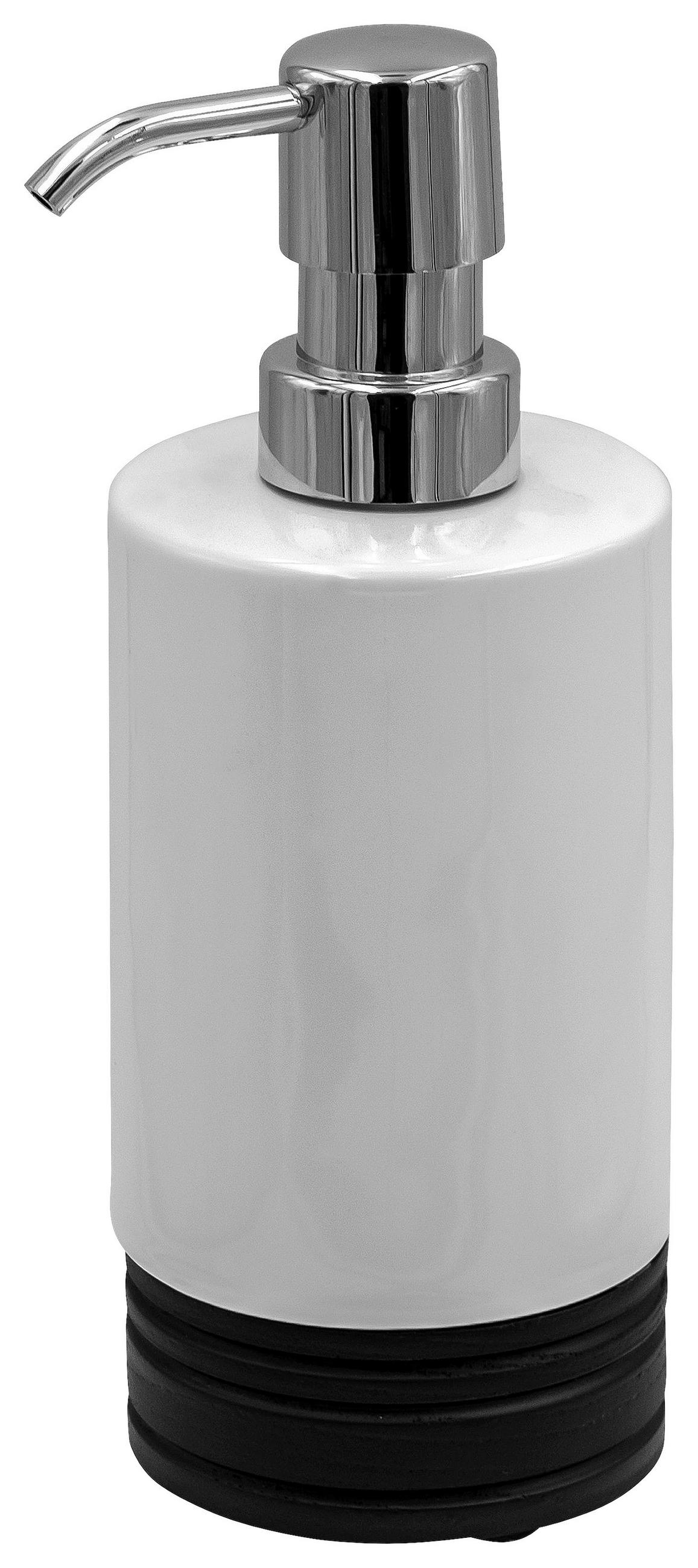 DÁVKOVAČ MYDLA čierna, biela - čierna/biela, Basics, kov/drevo (7/18,5/7cm) - Sadena