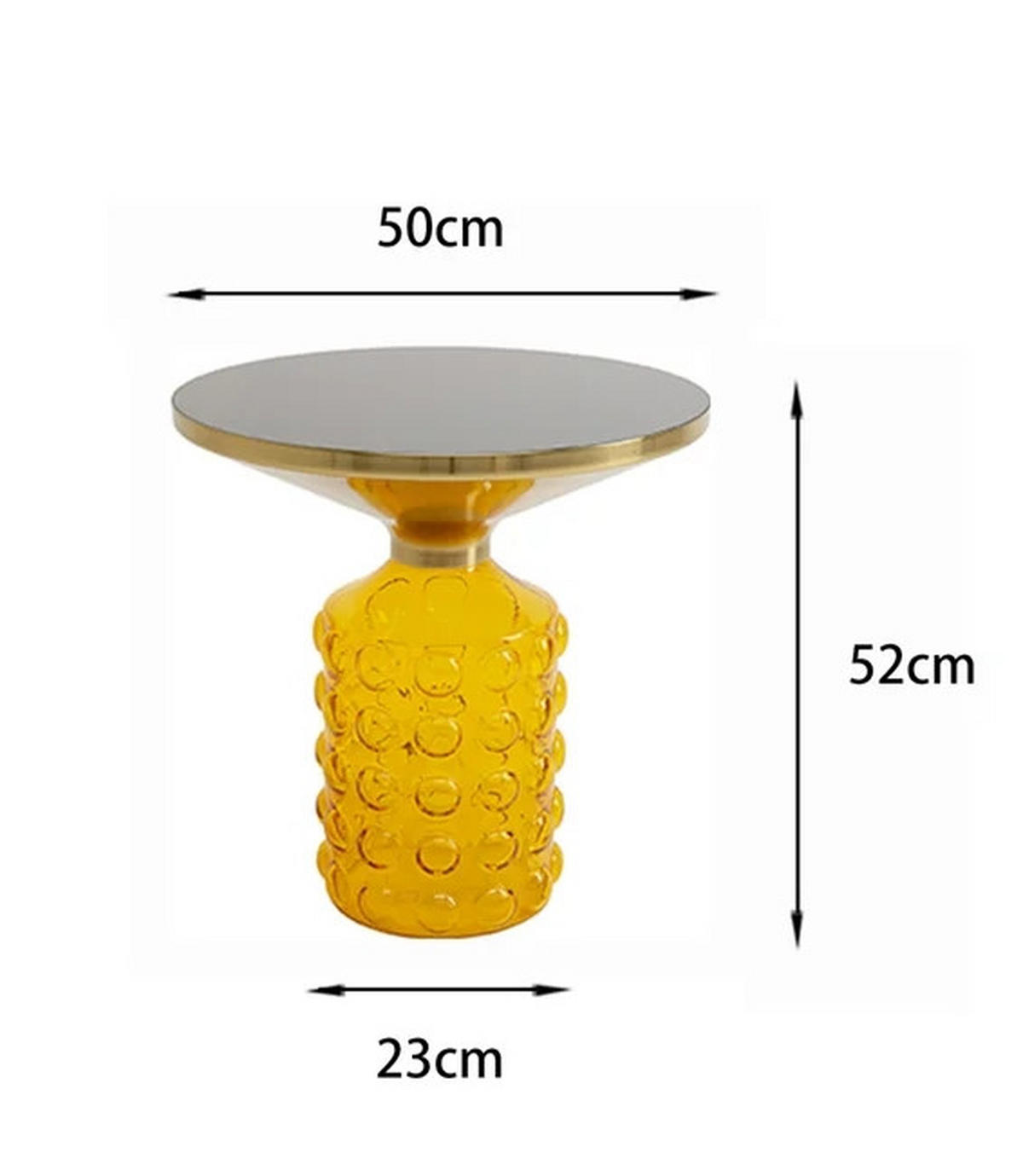 BEISTELLTISCH in Metall, Glas 50/50/52 cm  - Schwarz Hochglanz/Gelb, Design, Glas/Metall (50/50/52cm) - Kare-Design