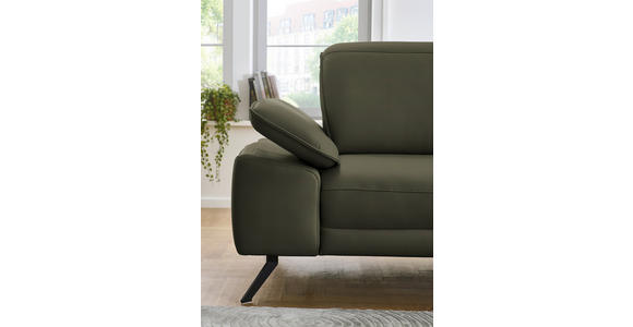 ECKSOFA in Echtleder Grau, Grün 332/193 cm - Schwarz/Grau, Design, Leder/Metall (332/193cm) - Dieter Knoll