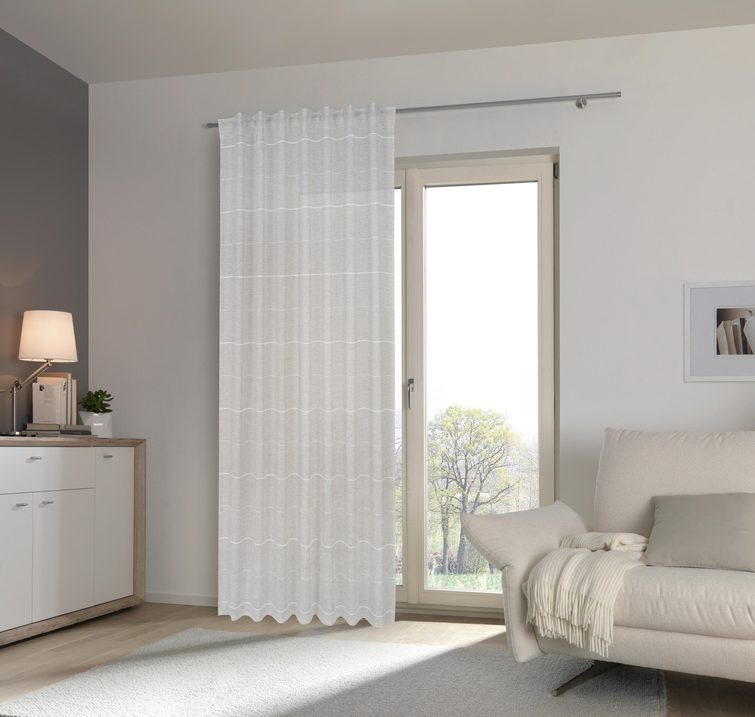 FERTIGVORHANG halbtransparent  - Creme, Design, Textil (140/245cm) - Esposa