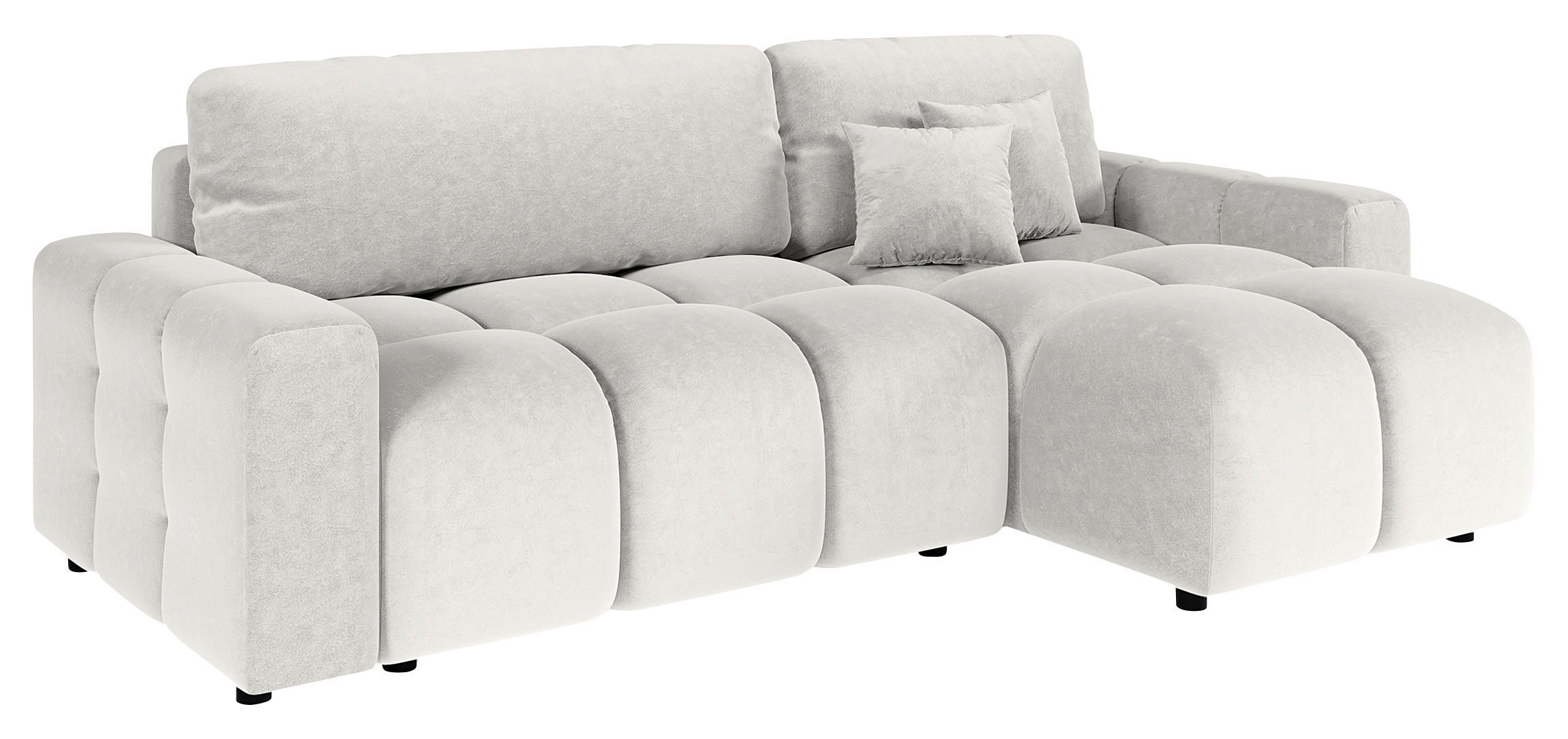 ECKSOFA Luki Hellgrau Mikrofaser Schlaffunktion, Rückenkissen, Bettkasten  - Hellgrau/Schwarz, Design, Kunststoff/Textil (233/142cm) - P & B