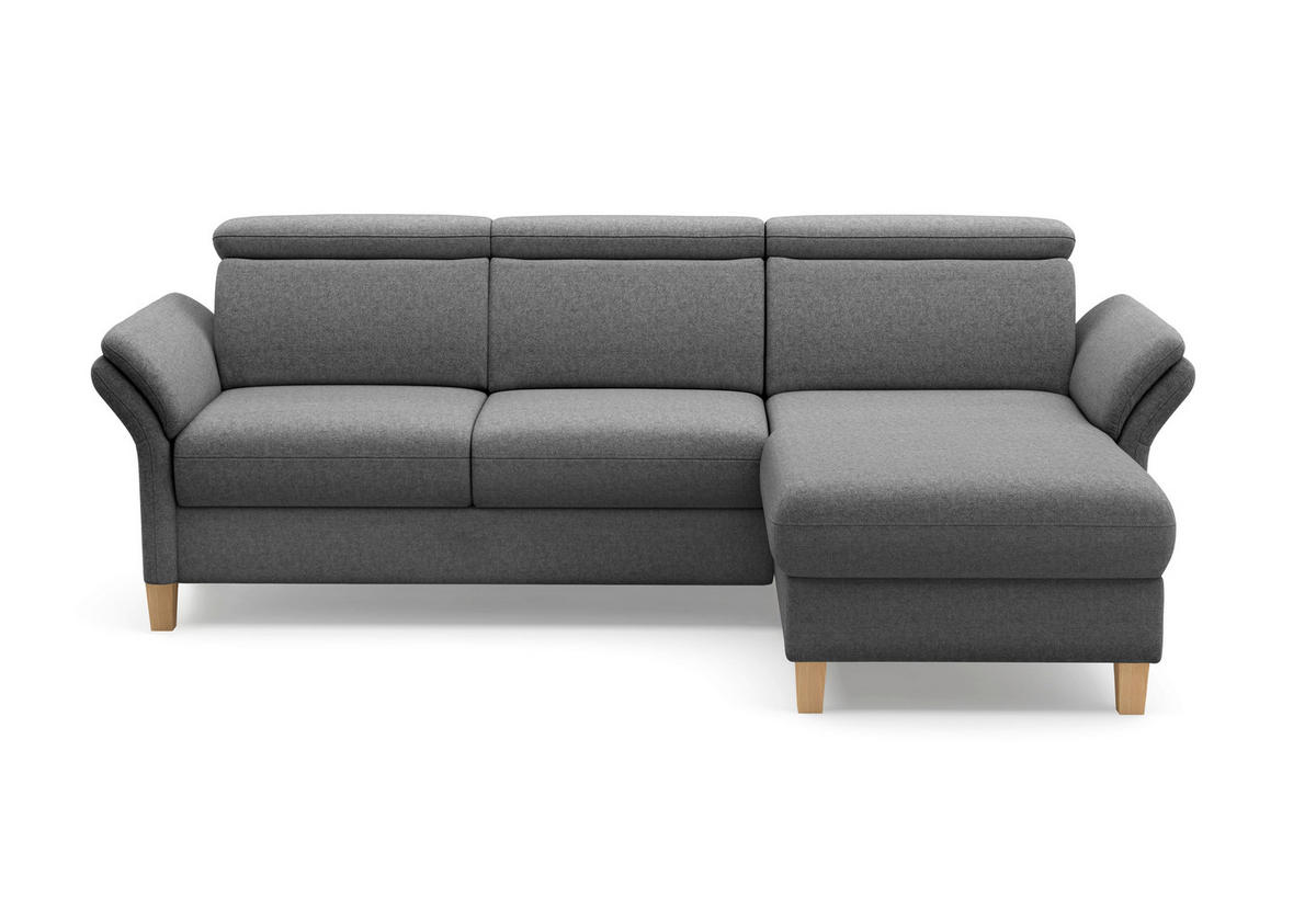 ECKSOFA GLENDALE E Dunkelgrau Flachgewebe  - Eichefarben/Dunkelgrau, KONVENTIONELL, Holz/Textil (253/166cm) - Sit & More