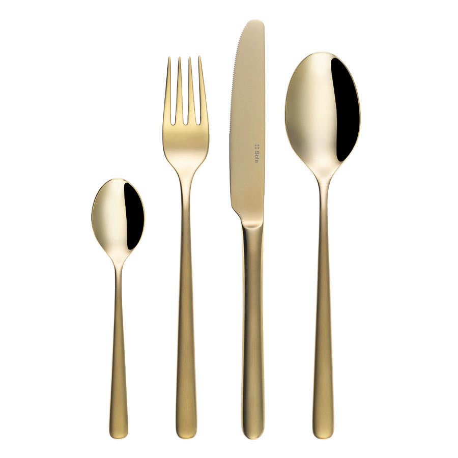 BESTECK-SET 16-teilig Edelstahl  4 Personen  - Champagner/Silberfarben, Konventionell, Metall - Sola