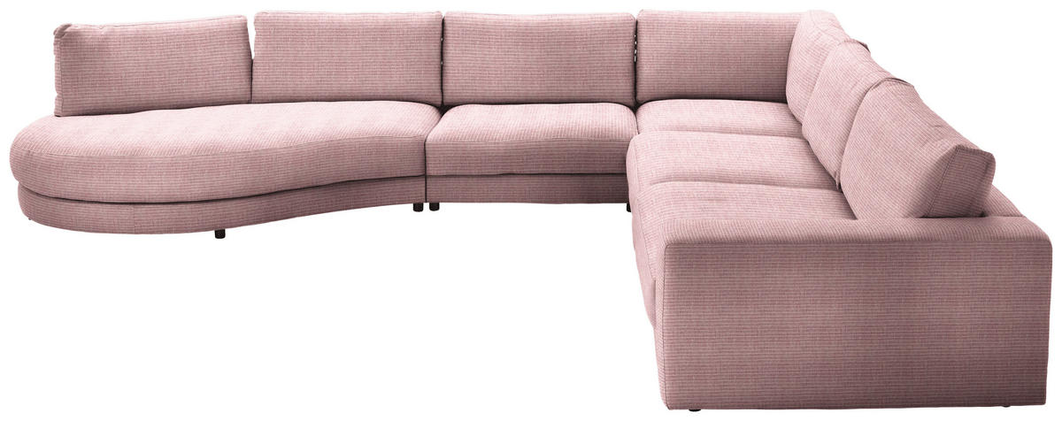 ECKSOFA Chenille, Cord Rosa  - Schwarz/Rosa, Design, Kunststoff/Textil (425/365cm) - Lomoco