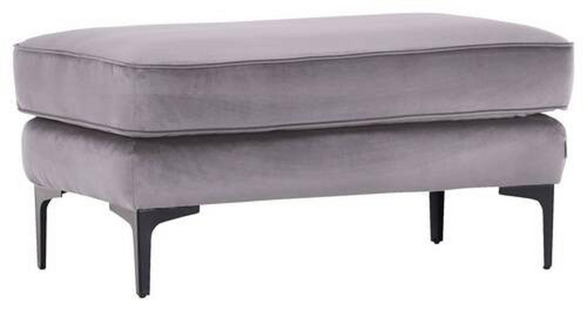 HOCKER in Textil Hellgrau  - Hellgrau/Schwarz, Lifestyle, Textil/Metall (103/48/58cm) - Landscape