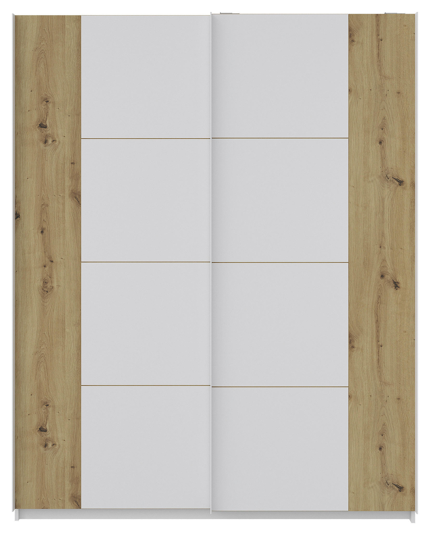 SCHWEBETÜRENSCHRANK in Weiss, Eiche Artisan  - Weiss/Eiche Artisan, Konventionell, Holzwerkstoff/Metall (170/211/68cm) - Hom`in