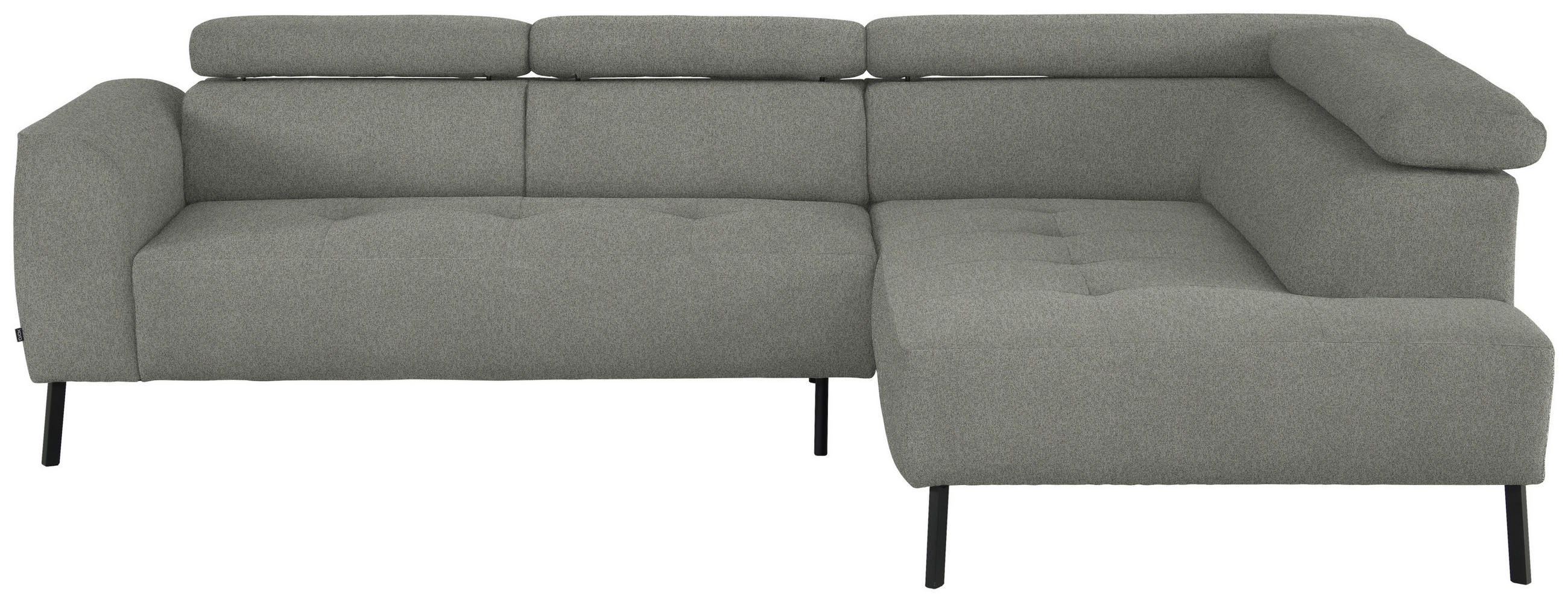 ECKSOFA in Struktur Hellgrau  280/205 cm  - Hellgrau/Schwarz, Design, Textil/Metall (280/205cm) - Xora