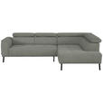ECKSOFA in Struktur Hellgrau  280/205 cm  - Hellgrau/Schwarz, Design, Textil/Metall (280/205cm) - Xora