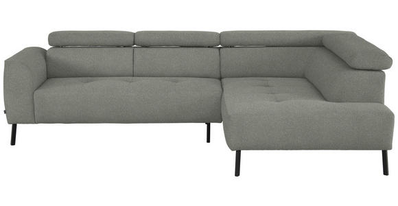 ECKSOFA in Struktur Hellgrau  280/205 cm  - Hellgrau/Schwarz, Design, Textil/Metall (280/205cm) - Xora