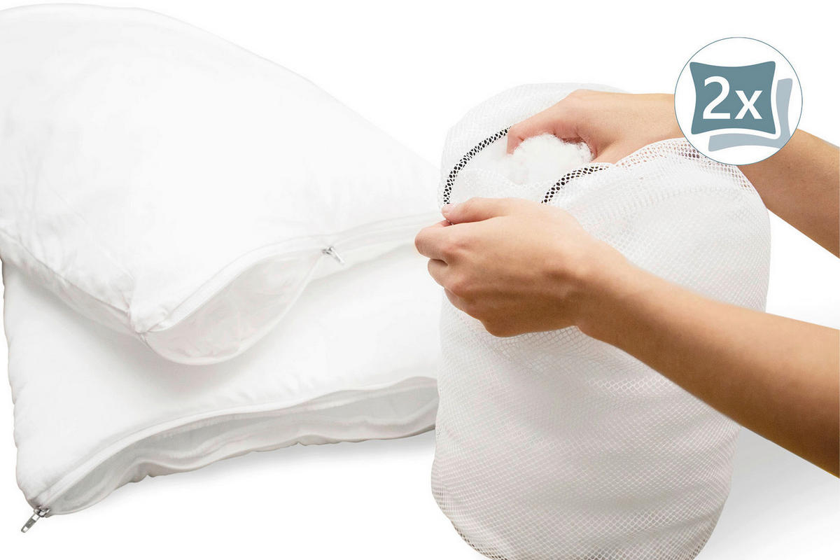 KOPFKISSEN 65/100 cm Hanf Vegan Polyester, Faserbällchen, Hohlfaser  - Champagner, Basics, Textil (65/100cm) - Sleeptex