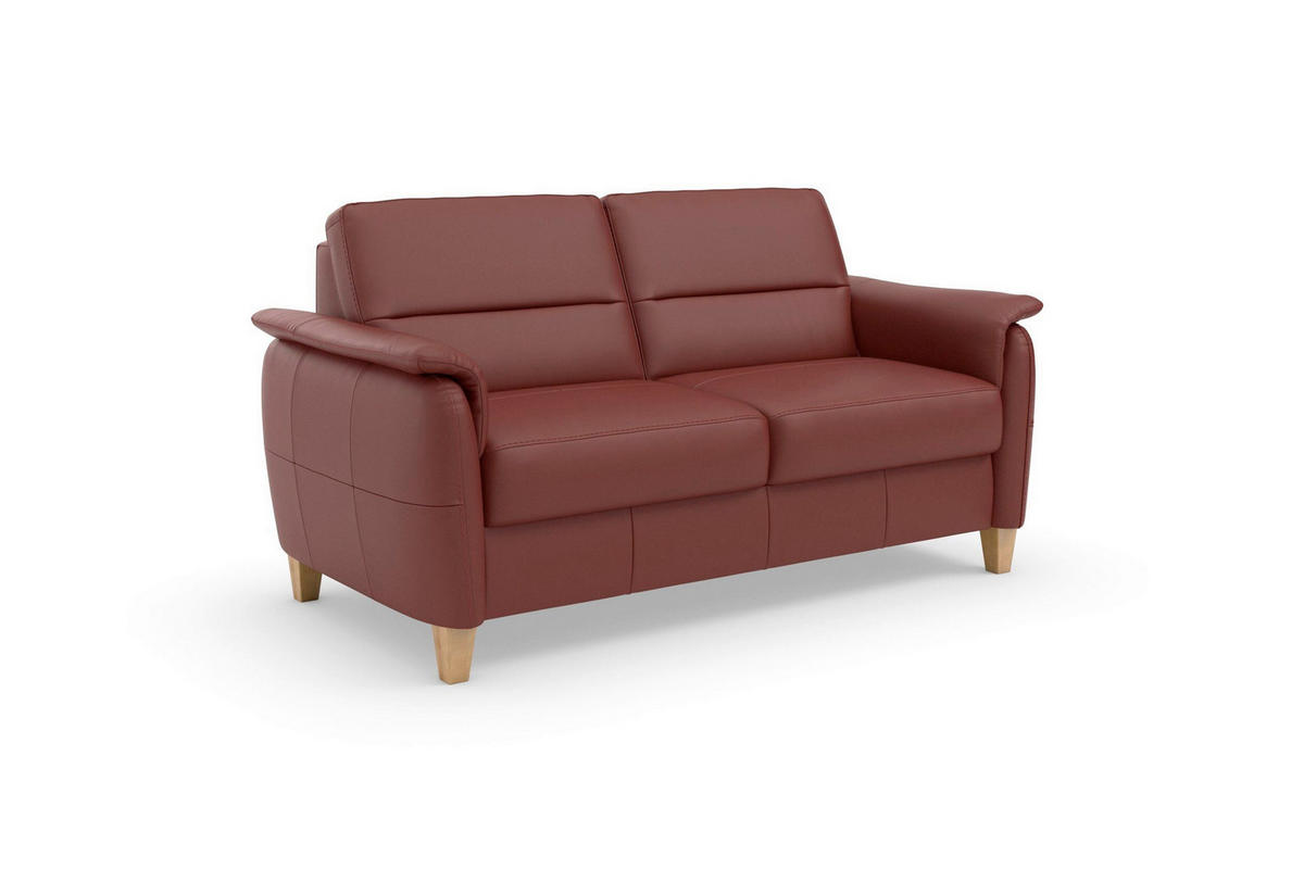 3-SITZER-SOFA PALMERA E Echtleder Rotbraun  - Rotbraun/Eichefarben, Basics, Leder/Holz (179/89/89cm) - Sit & More