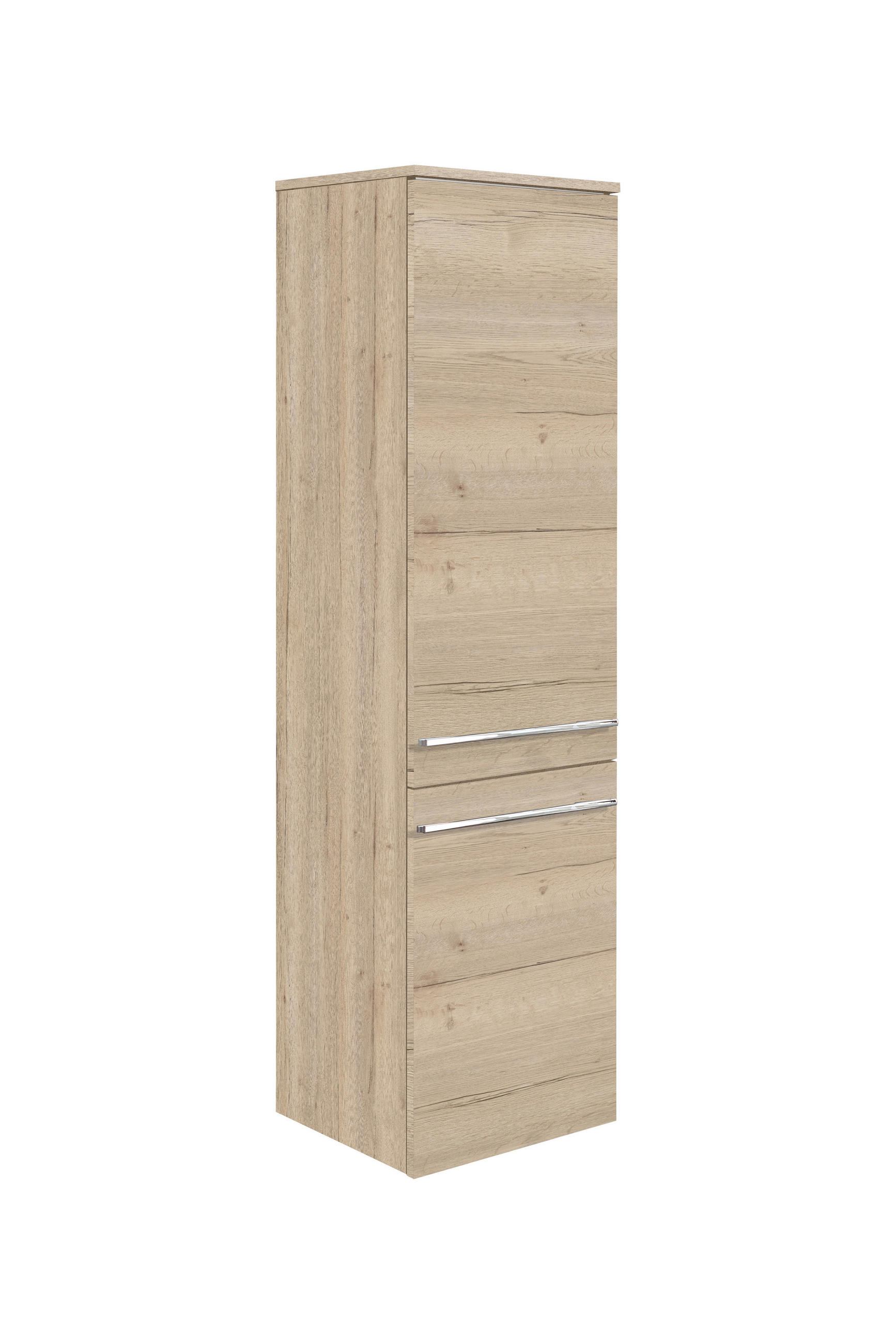 MIDISCHRANK 40/148,8/34,8 cm  - Eichefarben/Silberfarben, Design, Glas/Holzwerkstoff (40/148,8/34,8cm) - Welnova