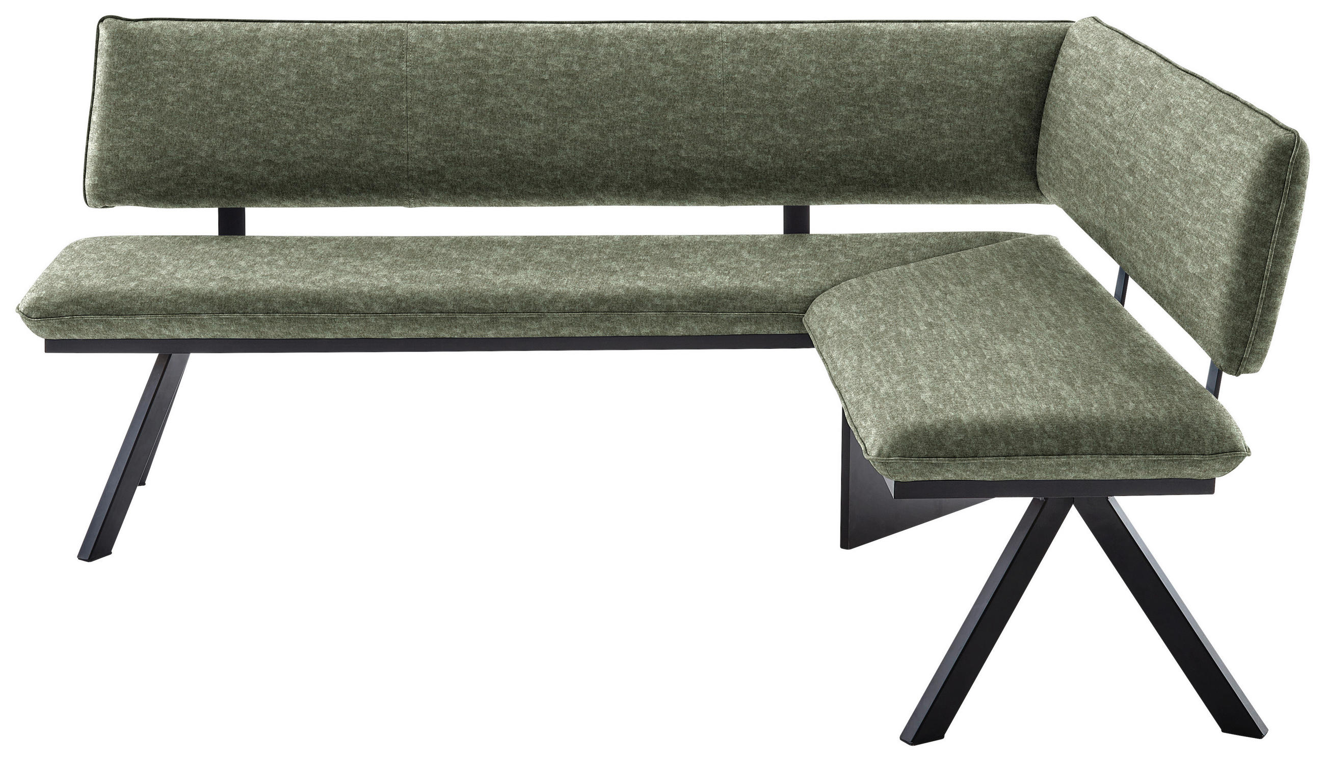 ECKBANK 180/140 cm  in Grün, Schwarz  - Schwarz/Grün, MODERN, Textil/Metall (180/140cm) - Cantus