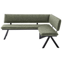 ECKBANK in Metall, Textil Grün, Schwarz  - Schwarz/Grün, Modern, Textil/Metall (180/140cm) - Cantus