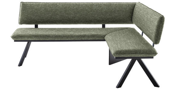 ECKBANK 180/140 cm in Grün, Schwarz - Schwarz/Grün, MODERN, Textil/Metall (180/140cm) - Cantus
