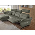 ECKSOFA in Echtleder Grau  169/298 cm  - Schwarz/Grau, Design, Leder/Metall (169/298cm) - Dieter Knoll