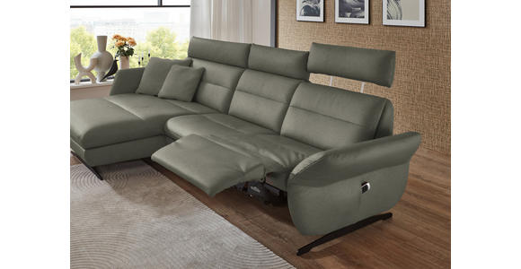 ECKSOFA in Echtleder Grau 169/298 cm - Schwarz/Grau, Design, Leder/Metall (169/298cm) - Dieter Knoll