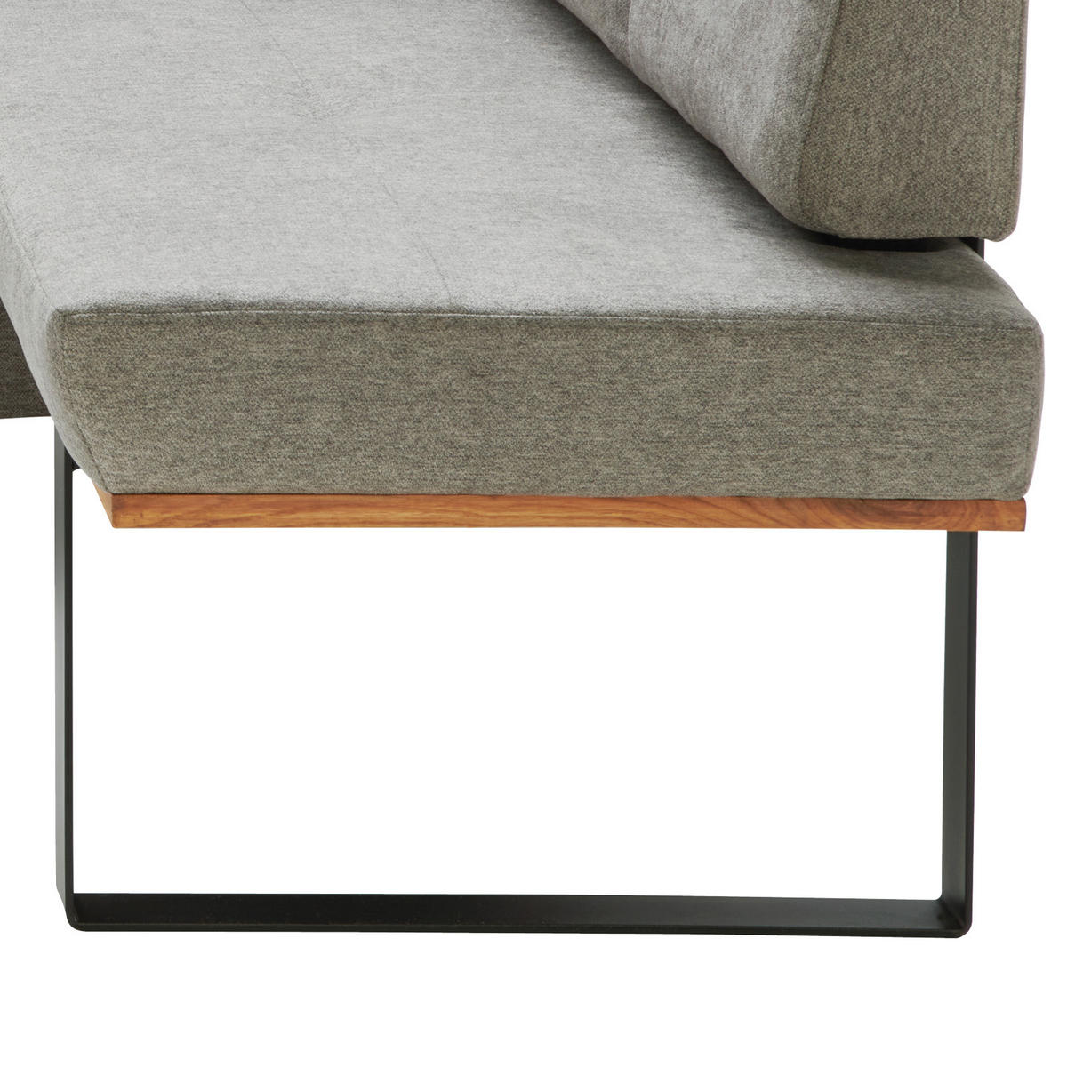 ECKBANK 225/175 cm Webstoff Grau Eiche vollmassiv   - Schwarz/Grau, MODERN, Holz/Textil (225/175cm) - Livetastic